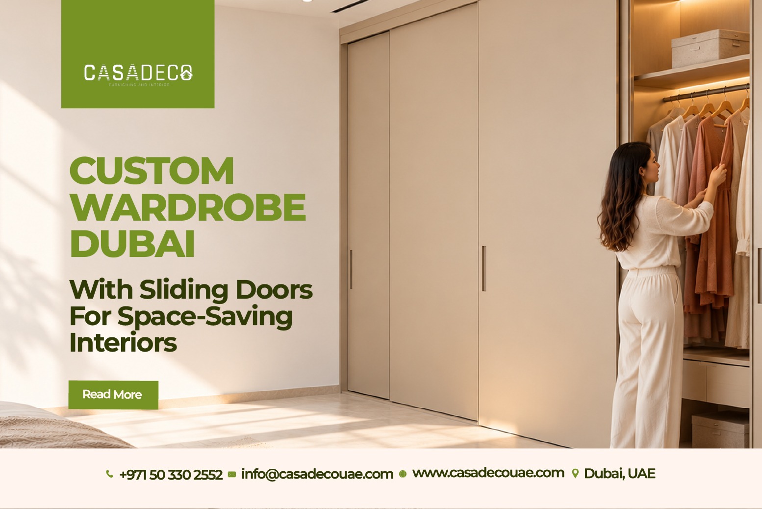 Custom Wardrobe Dubai with Sliding Doors for Space-Saving Interiors